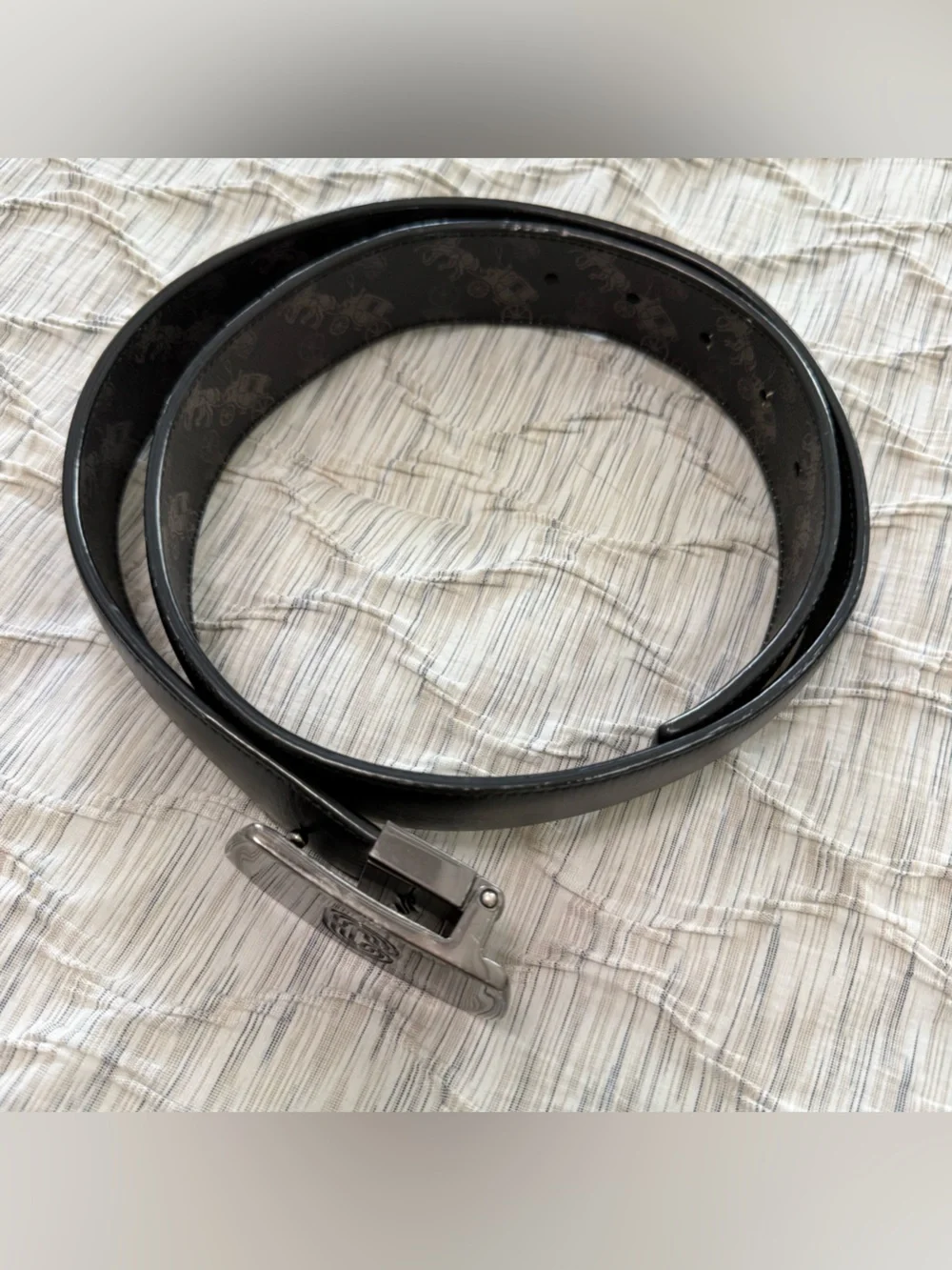 Heavy duty Coach Reversible Men's Leather Belt with Logo Buckle